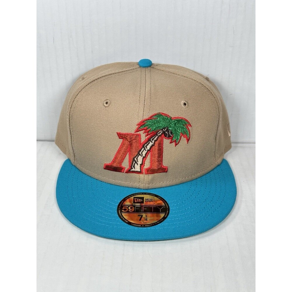New Era 59FIFTY Fort Myers Miracle Fitted Hat Size 7 1/4 MiLB Camel Blue Jewel